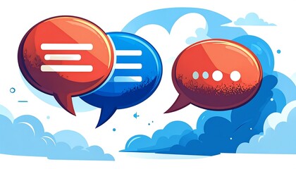 Cartoon speech bubbles, cloud background
