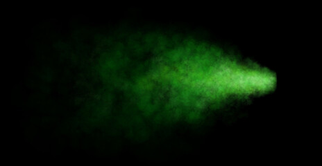 Vibrant green smoke cloud on transparent background isolated for digital effects overlays and creative design elements