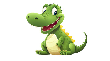 Naklejka premium Cute Cartoon Crocodile PNG Isolated on White Background for Wildlife, Kids, and Cartoon Design