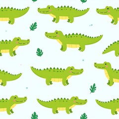 Obraz premium Cute crocodiles on light background