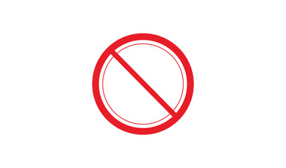 Red prohibition sign with a diagonal line across an oval shape