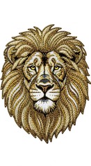 Illustration of a lion's head with a detailed mane on a white background.