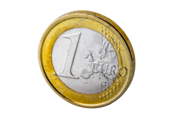 One euro coin close-up isolated