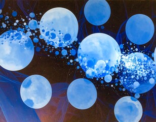 Abstract swirling spheres of pale blue