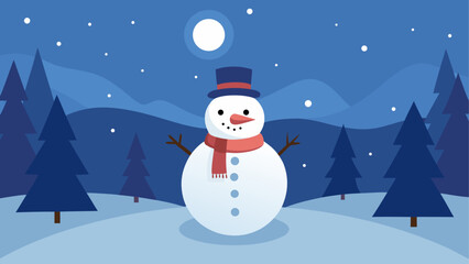 Snowman standing in a winter landscape