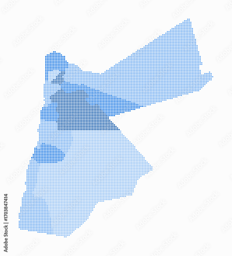 Poster jordan dotted map. digital style map of the country on white background. jordan shape with circle do