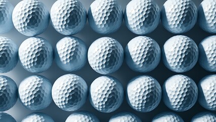 A pattern of multiple golf balls arranged on a clean white surface.
