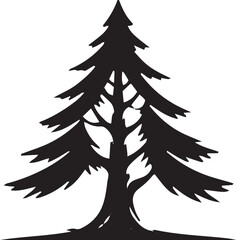 Obraz premium Stylized silhouette of a tall evergreen pine tree with jagged branches perfect for nature designs