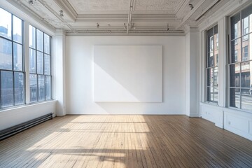 Fototapeta premium Spacious gallery with large canvas