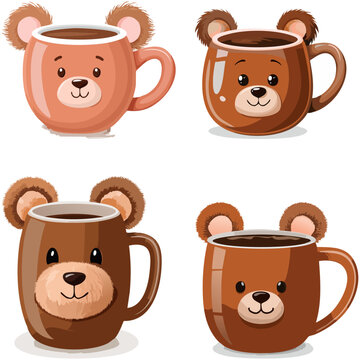 Canecas de urso com orelhas. Vetor