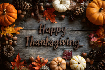 Happy Thanksgiving Pumpkin Greeting Flat Lay