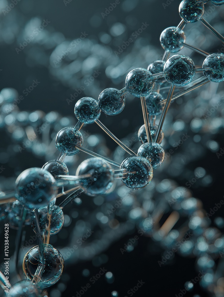 Aufkleber close-up view of a molecular structure highlighting the intricate design of dna strands interacting 