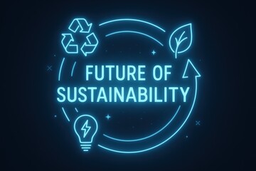 Naklejka premium Neon Illustration of Future of Sustainability Concept