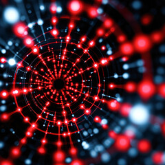 Obraz premium Abstract design featuring a vortex of red and white lights against a dark background, creating a sense of depth and motion.