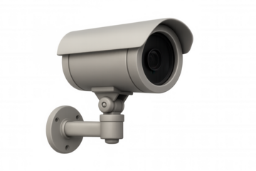 Modern security camera capturing footage, ensuring safety and surveillance with transparent background for easy integration