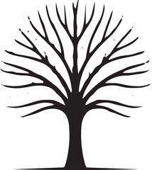 Stylized silhouette tree with branches against a clean design element