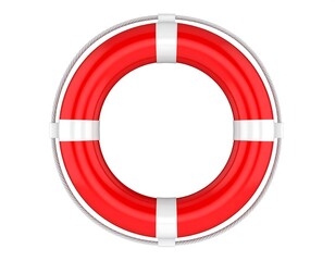 Red life preserver against white background
