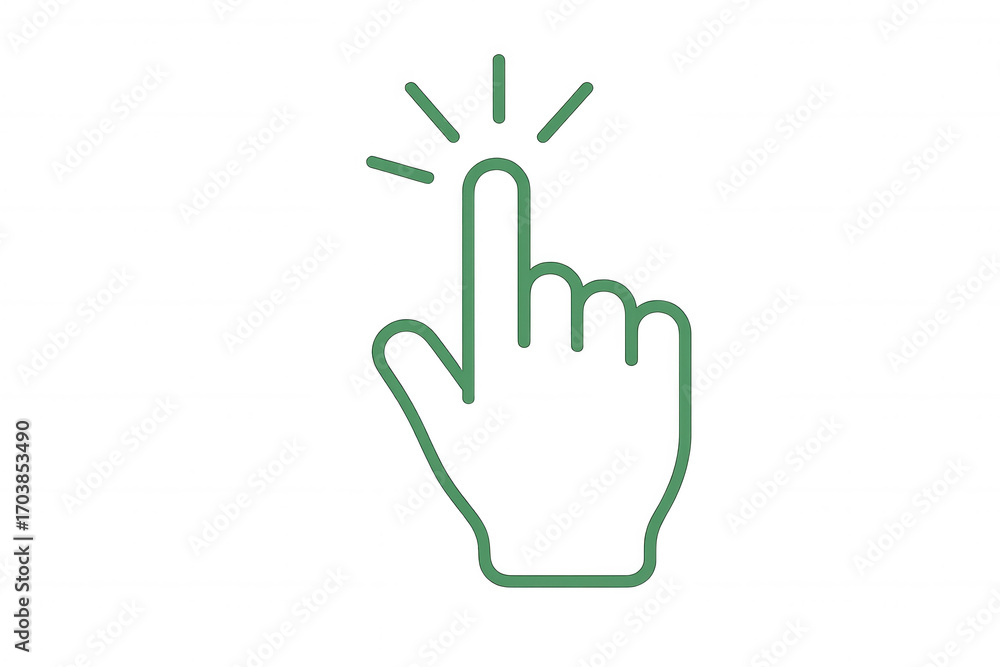 Aufkleber green hand cursor clicking on a transparent background, ideal for web design and user interface proj