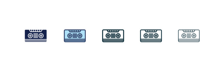 Fototapeta premium Cassette tape icon vector illustrations set for app and web