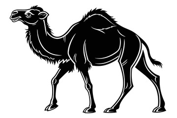 Stylized black silhouette of a camel