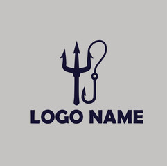 fishing hook gear logo simple flat vector illustration Icon