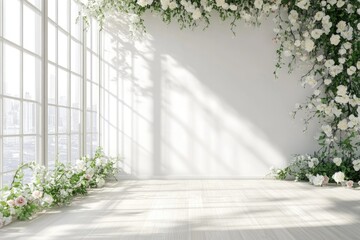 Bright and airy room adorned with blooming flowers