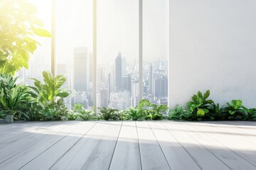 Sunny urban garden with city views
