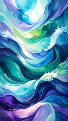 Abstract swirling waves of vibrant colors