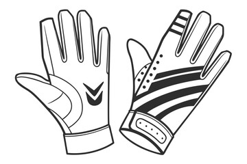 Obraz premium Stylized black and white drawing of two goalkeeper gloves