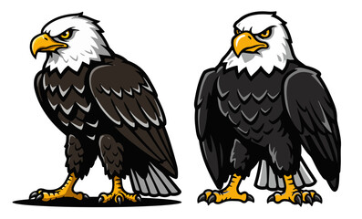Two bald eagles standing cartoon vector