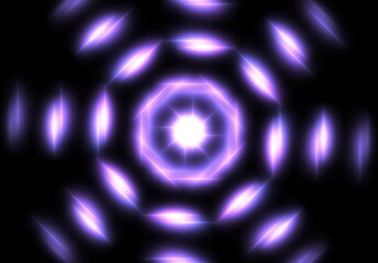 abstract geometric neon light lines kaleidoscope mandala art Vibrant neon spiral design with glowing purple, pink, and yellow rays. Perfect for futuristic backgrounds, posters, or digital art