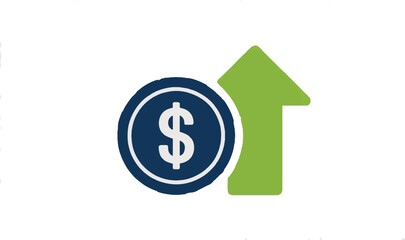 Obraz premium Vector art of dollar coin with upward arrow indicating financial growth