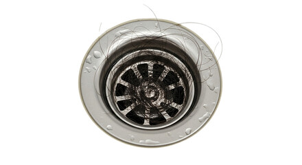 The haunting reminder of hair loss clogging a drain a symbol of aging and beauty concerns in a on transparent background