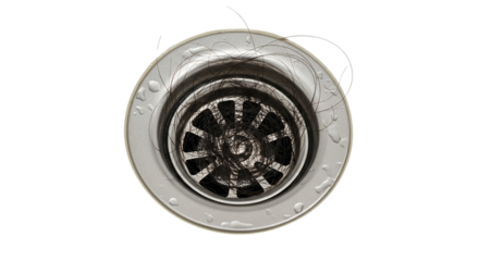 The haunting reminder of hair loss clogging a drain a symbol of aging and beauty concerns in a on transparent background