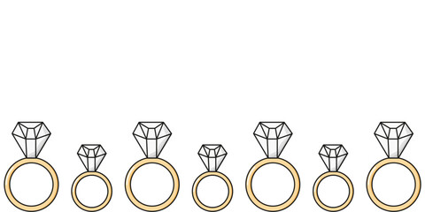 Gold Ring Empty vector Frame. Vector illustration engagement Ring border with copy space. Perfect web banner background for jewelry wedding salon design. Editable stroke. EPS 10