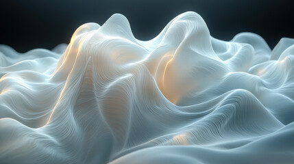 Obraz premium Flowing light patterns over abstract waves digital art modern environment 3d viewpoint conceptual design for visual impact