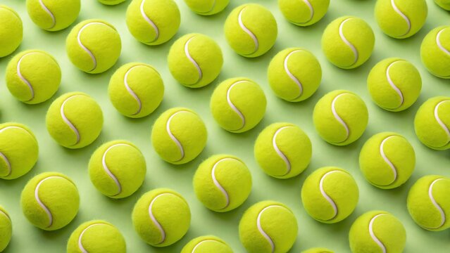 A vibrant and energetic pattern of tennis balls, showcasing the sports dynamic spirit and the joy of the game, perfect for active lifestyle