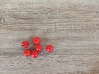 small tomatoes from our garden on the table