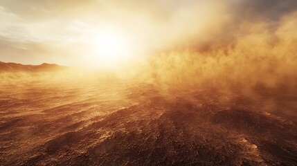 Desert Road Dust Storm Golden Hour Landscape