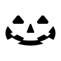 	Jack-o&rsquo;-Lantern Face Icon for Halloween in Black and White