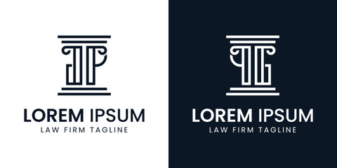 Letters GP or GQ Pillar Logo, for business related to lawyer with PG or QG initials