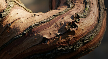 Rustic Wood Bark Branch Curved, Brown Texture, Natural Forest