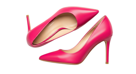 A pair of stylish magenta heels embodying bold fashion and feminine confidence showcased on transparent background