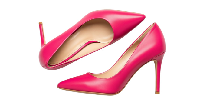 A pair of stylish magenta heels embodying bold fashion and feminine confidence showcased on transparent background