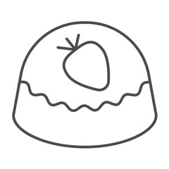 White and milk chocolate candy thin line icon, desert sweets concept. Vector graphics. Candy with strawberry sign on white background, outline style icon for mobile or web design.