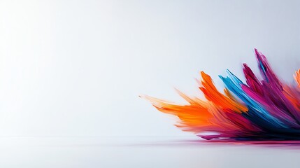 Vibrant abstract paint splash on white background, colorful strokes creating a creative and dynamic visual effect.