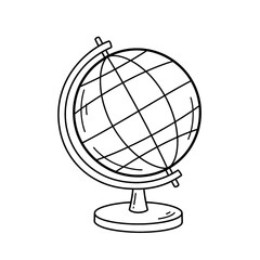 Hand-drawn Outline Globe Icon for Travel and Education