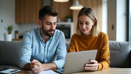 Happy Couple Discussing Business Goals: Partners Collaborate on Budget and Brand Expansion in a Calm Setting - Stock Photo Concept with Space for Text - Powered by Adobe