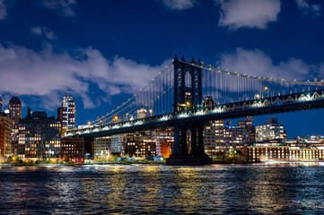 New York City skyline. View of Manhattan by night.