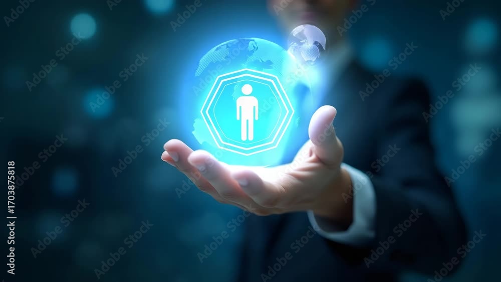 Aufkleber a hand interacting with a holographic device showcasing innovative evaluation methods in education -
